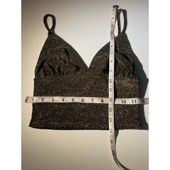 New Urban Outfitters  Gold Sparkle  V Neck Top size XS - Picture 7 of 7